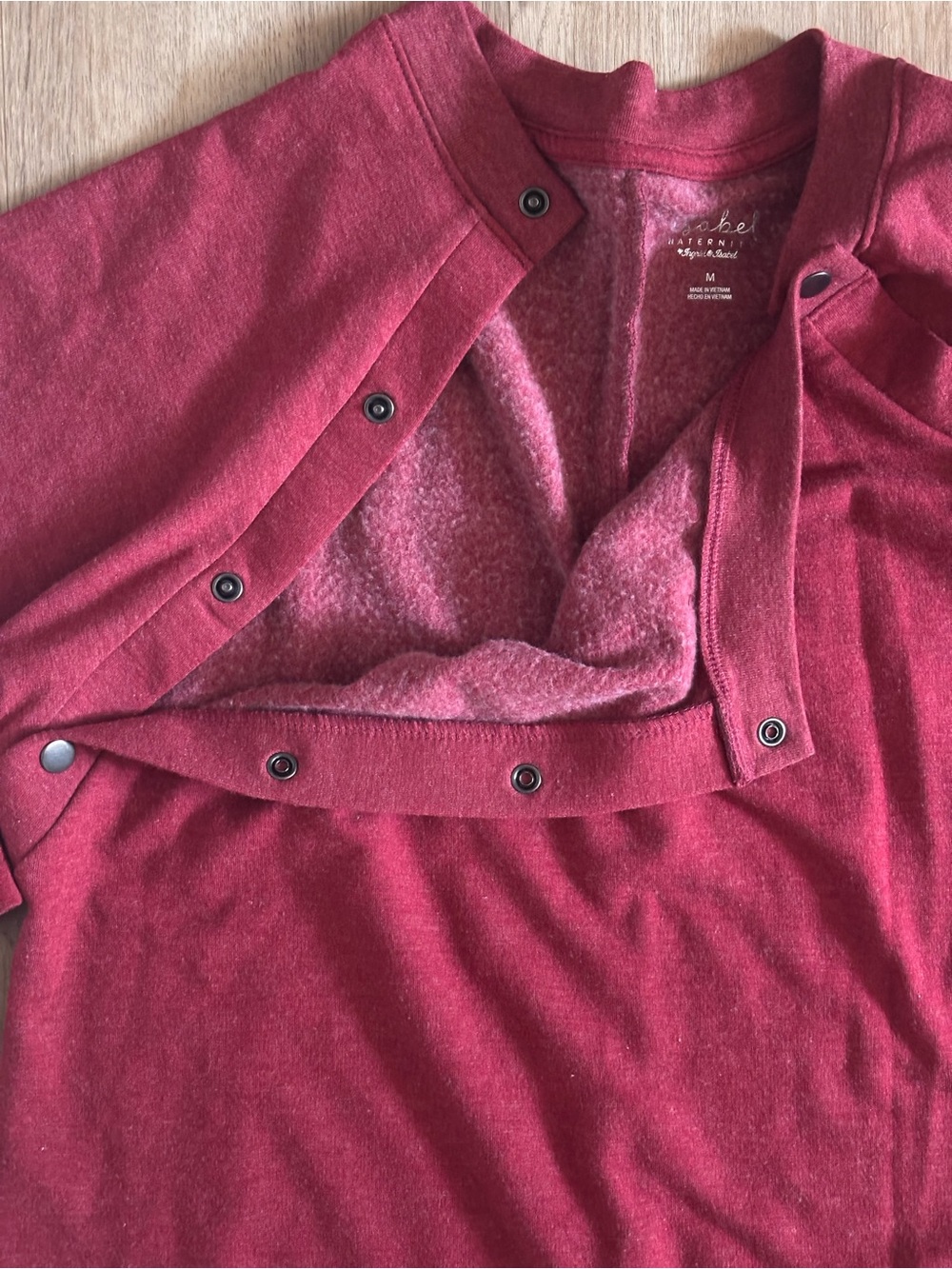 Isabel Maternity Sweatshirt Women’s Medium Nursing Top Red Maroon - Picture 4 of 5